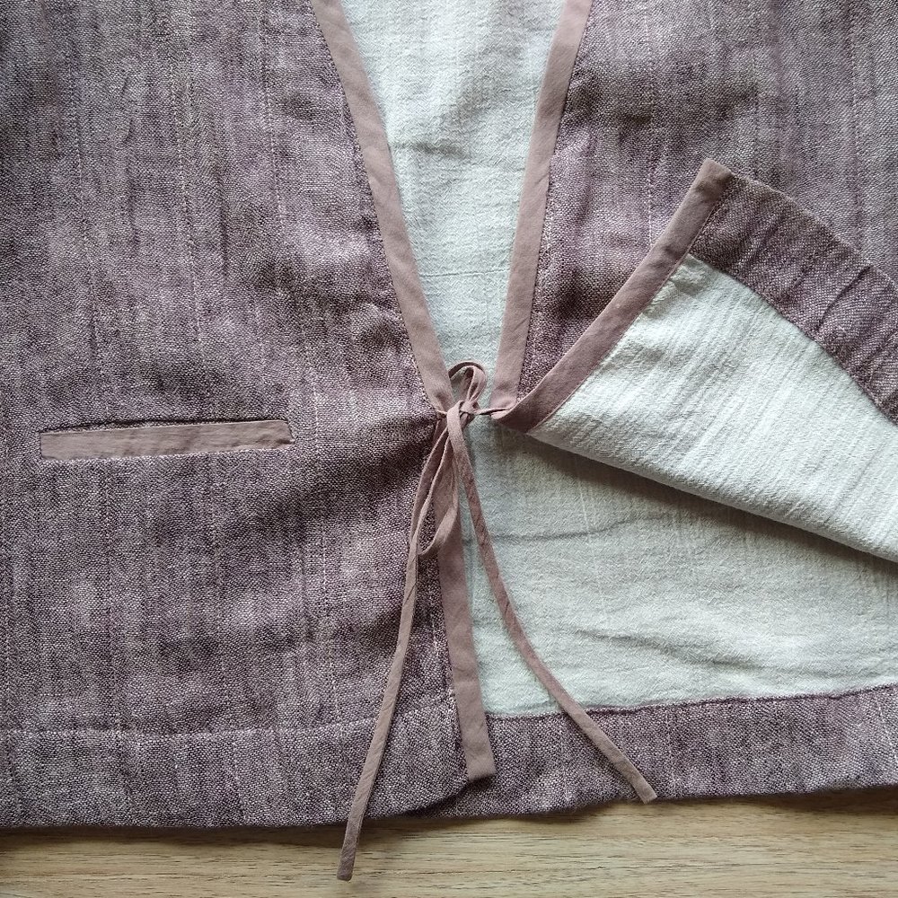 Eileen Fisher Linen Cotton Blend Tie Front Jacket - Picture 5 of 7